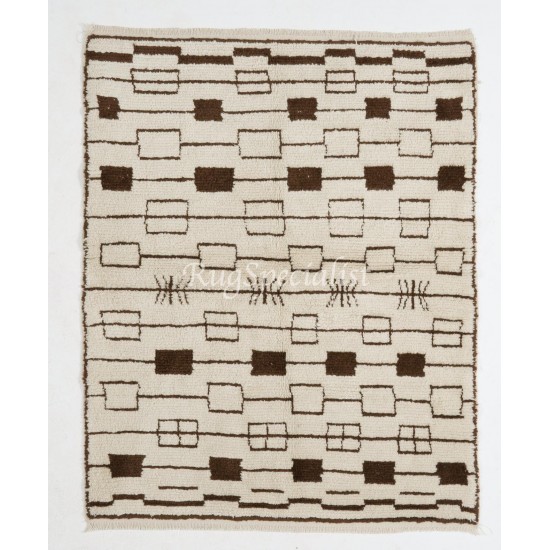 Contemporary Moroccan Rug, 100% Natural Undyed Wool, Custom Options Available