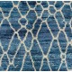 Contemporary Hand-Knotted Moroccan Rug in Indigo Blue and Ivory Colors. 100% Wool. Custom Options Available