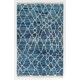 Contemporary Hand-Knotted Moroccan Rug in Indigo Blue and Ivory Colors. 100% Wool. Custom Options Available