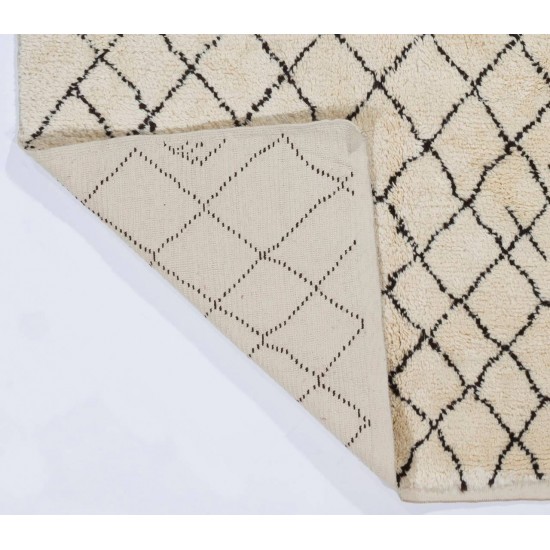 Contemporary Moroccan Berber Rug Made of Natural Undyed Wool