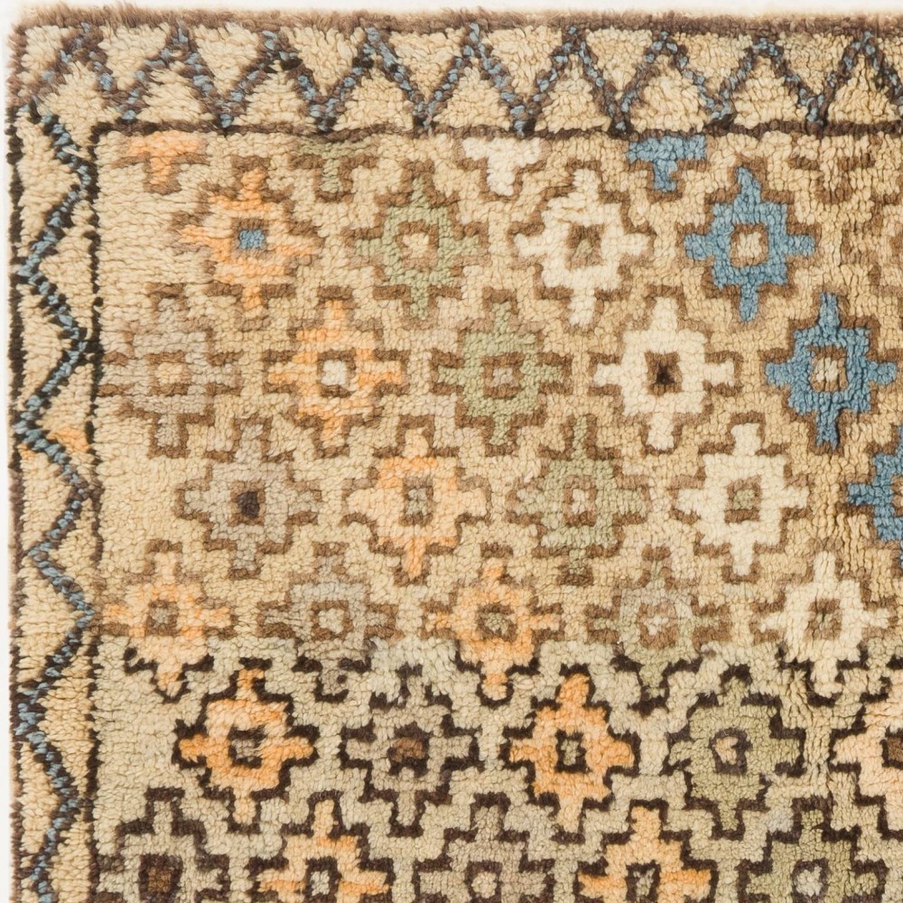 Tulu Rug in Muted Colors with Overall Stylized Floral Heads Pattern