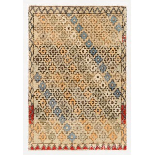 Tulu Rug in Muted Colors with Overall Stylized Floral Heads Pattern