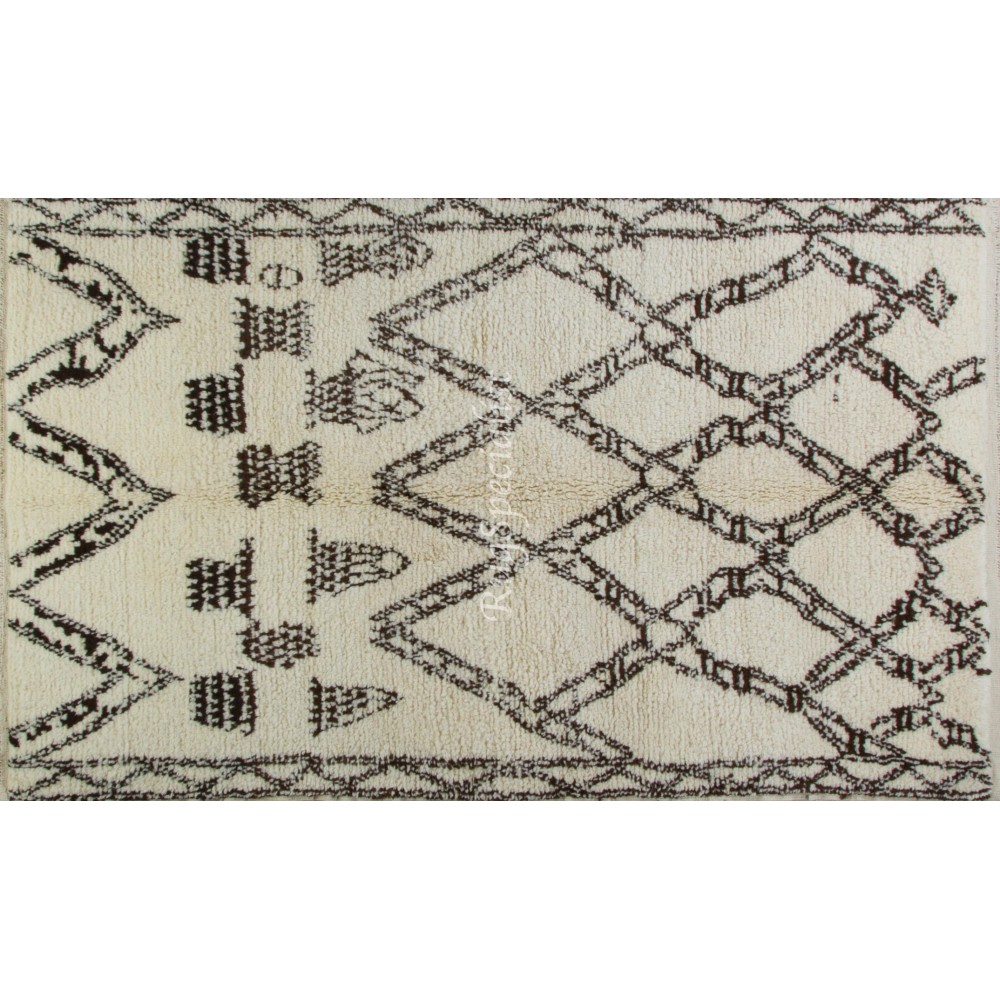 Hand-Knotted Moroccan Beni Ourain Berber Rug, 100% Natural Wool