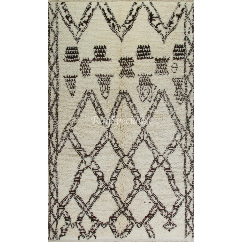 Hand-Knotted Moroccan Beni Ourain Berber Rug, 100% Natural Wool