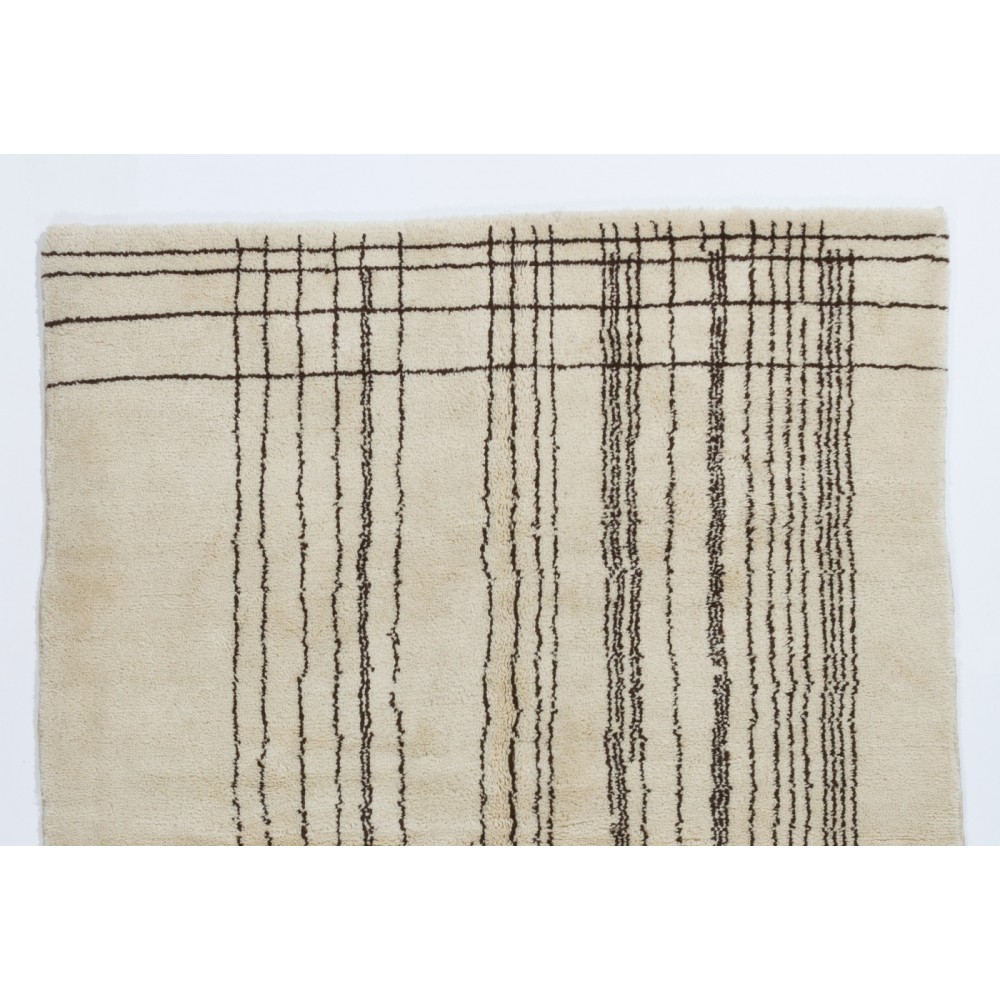 Modern Moroccan Wool Rug with Natural Undyed Ivory and Brown Wool