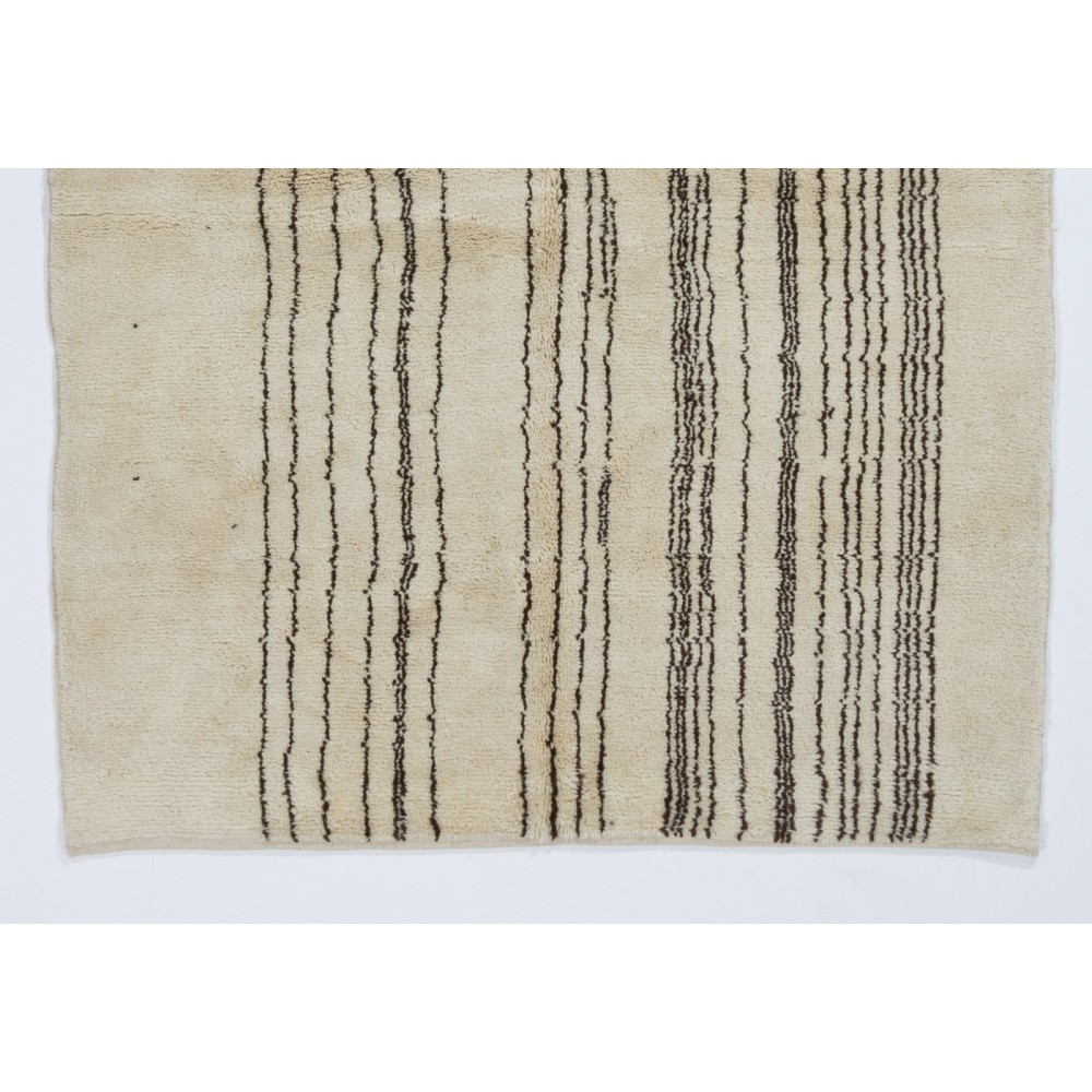 Modern Moroccan Wool Rug with Natural Undyed Ivory and Brown Wool