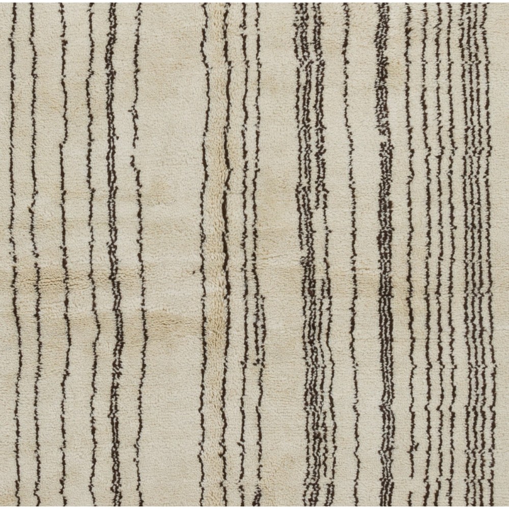 Modern Moroccan Wool Rug with Natural Undyed Ivory and Brown Wool