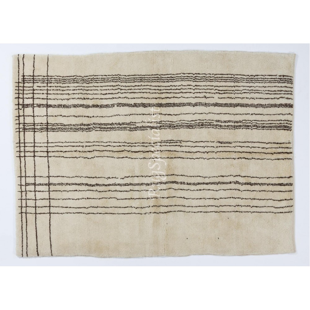 Modern Moroccan Wool Rug with Natural Undyed Ivory and Brown Wool