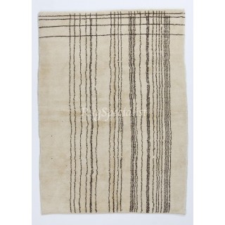 Modern Moroccan Wool Rug with Natural Undyed Ivory and Brown Wool