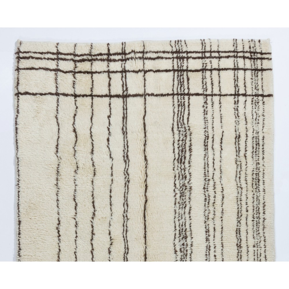 Contemporary Moroccan Rug Made of Natural Undyed Wool