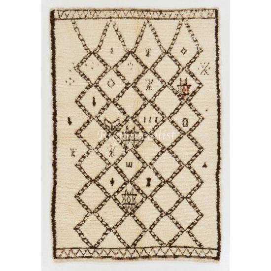 Boho Chic Moroccan Rug, 100% Natural Undyed Wool, Custom Options Available