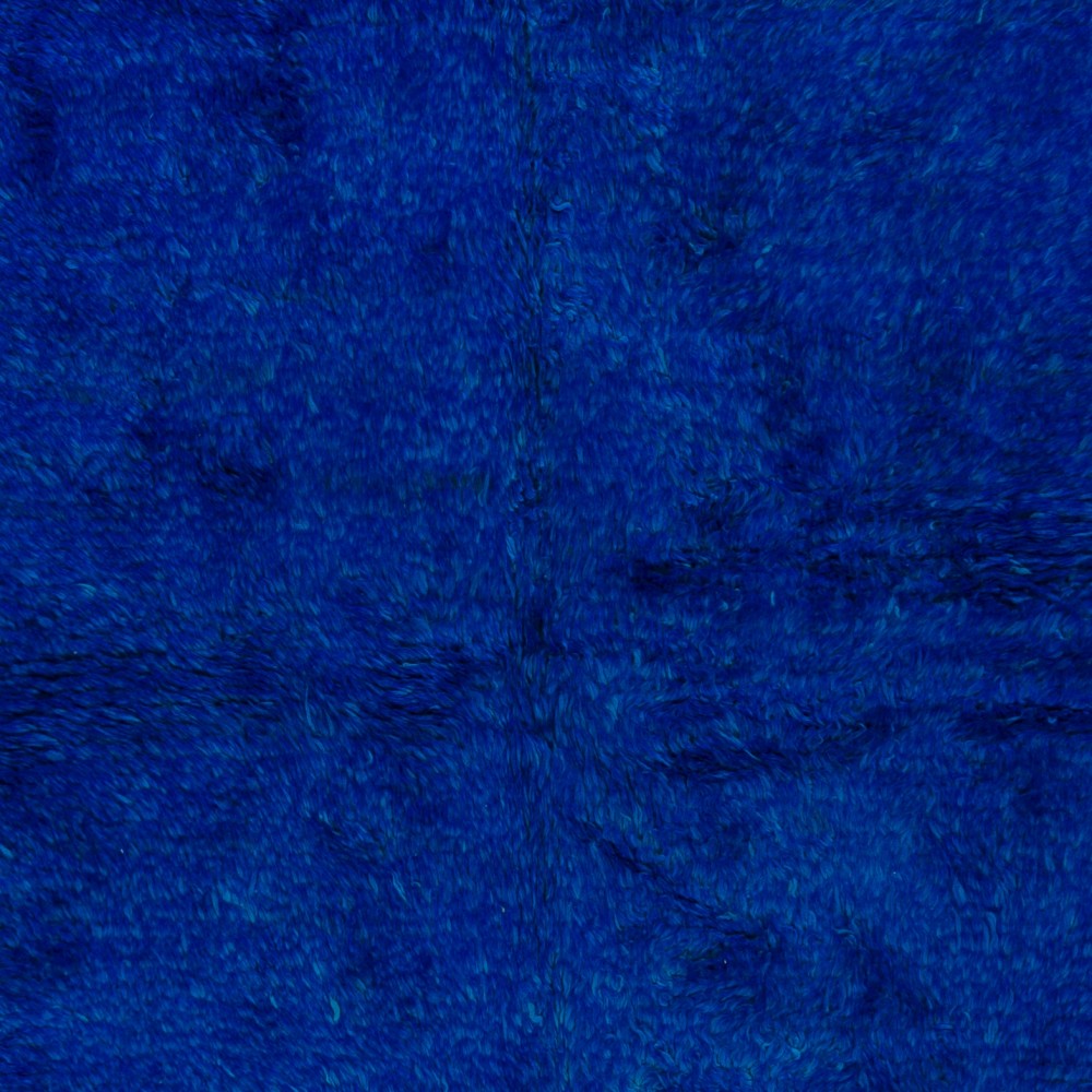 Solid Indigo Blue Color Hand-knotted Tulu Rug, 100% Wool. Custom Options Available