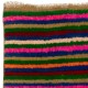 Colorful Vintage Hand-Knotted Turkish Tulu Rug with Horizontal Striped Design, 100% Wool Colorful Vintage Hand-Knotted Turkish Tulu Rug with Horizontal Striped Design, 100% Wool