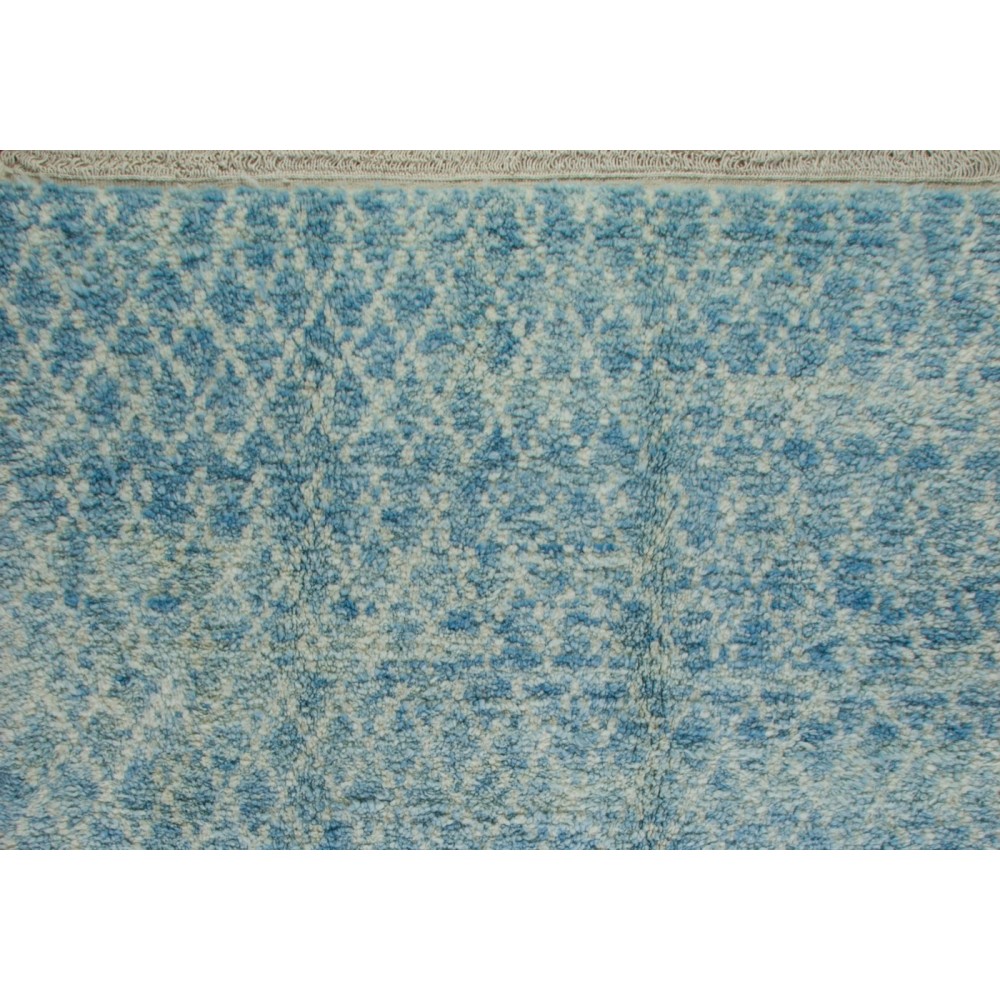 Moroccan Berber Rug in Light Blue and Ivory, 100% Wool, Custom Options Available