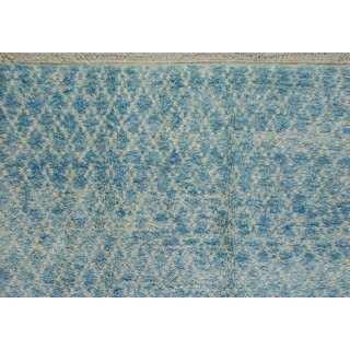 Moroccan Berber Rug in Light Blue and Ivory, 100% Wool, Custom Options Available