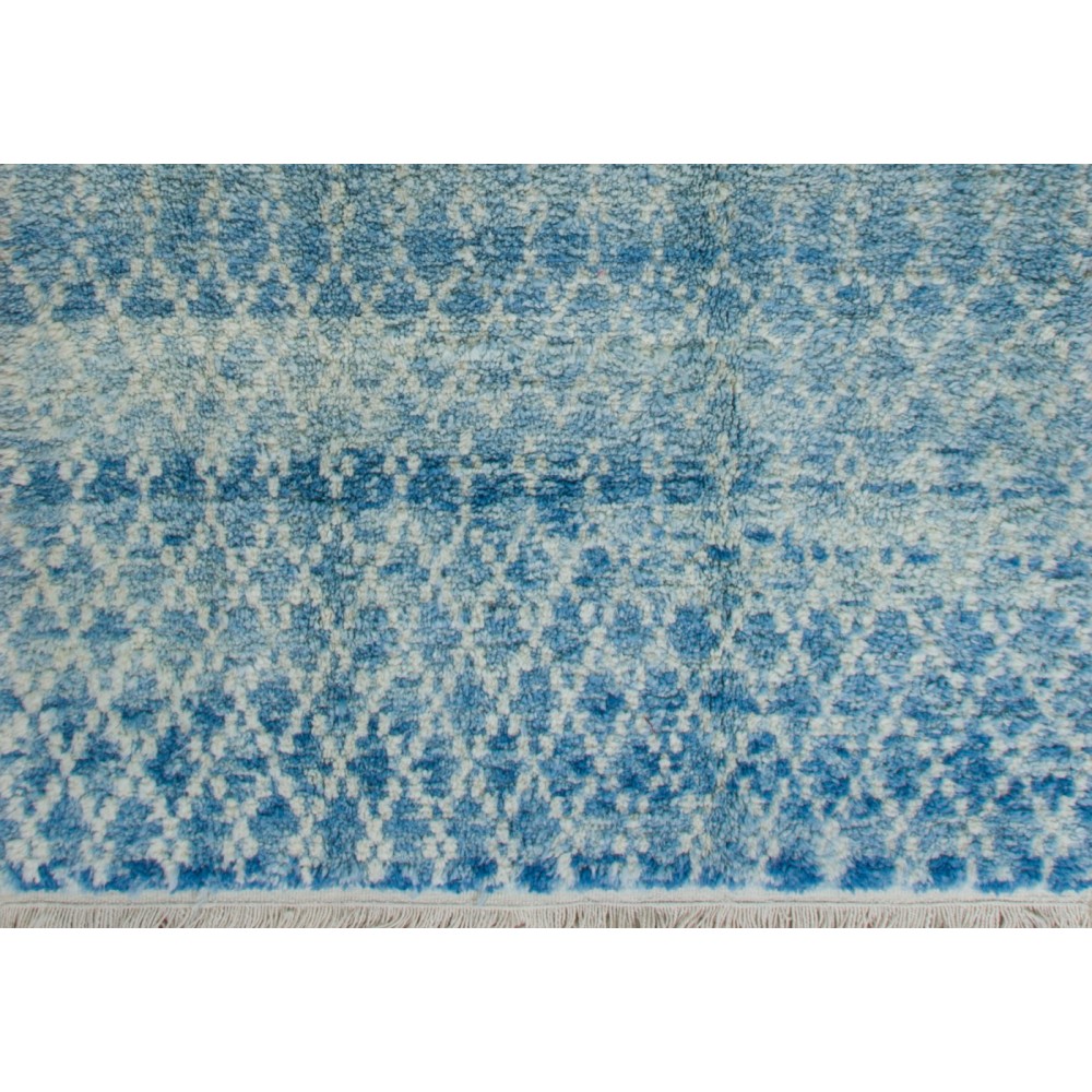 Moroccan Berber Rug in Light Blue and Ivory, 100% Wool, Custom Options Available