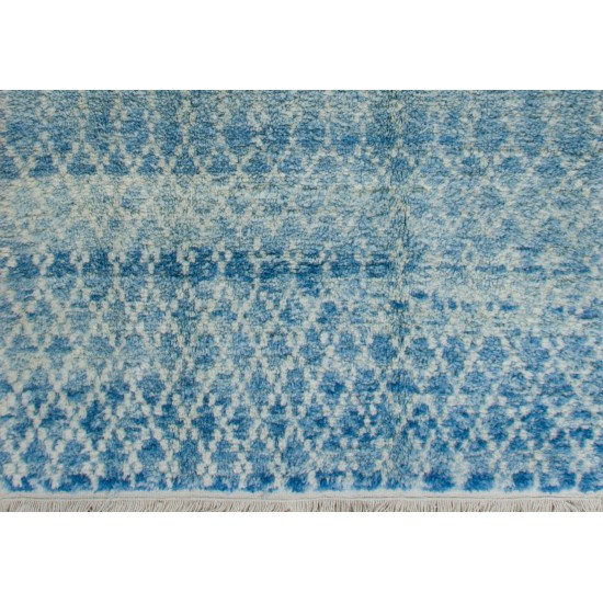 Contemporary Moroccan Wool Rug in Light Blue Color