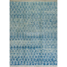 Moroccan Berber Rug in Light Blue and Ivory, 100% Wool, Custom Options Available