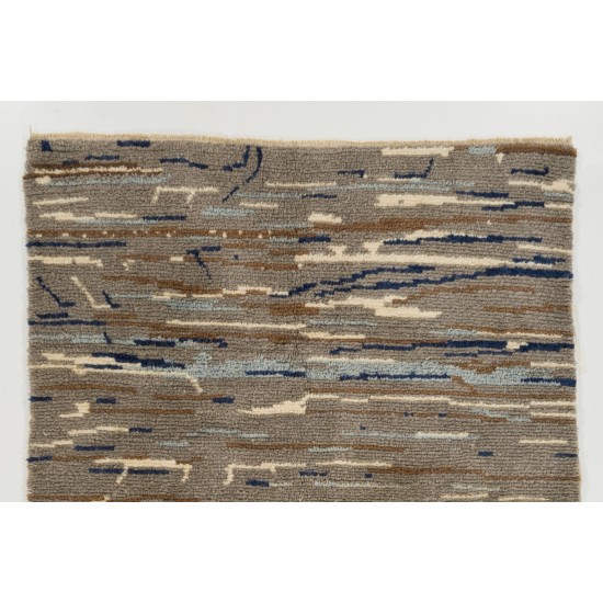 Contemporary "Tulu" Rug in Gray, Blue and Brown Colors