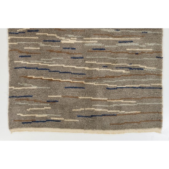 Contemporary "Tulu" Rug in Gray, Blue and Brown Colors