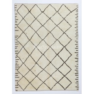 Moroccan Rug Made of Natural Ivory and Brown Wool