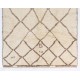 New Beni Ourain Moroccan Rug Made of Natural Ivory and Brown Wool, Custom Options Available