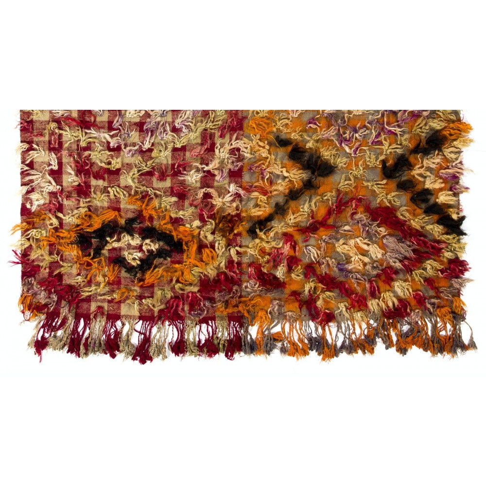 One-of-a-Kind Happy and Hippie Vintage Turkish Tulu Rug