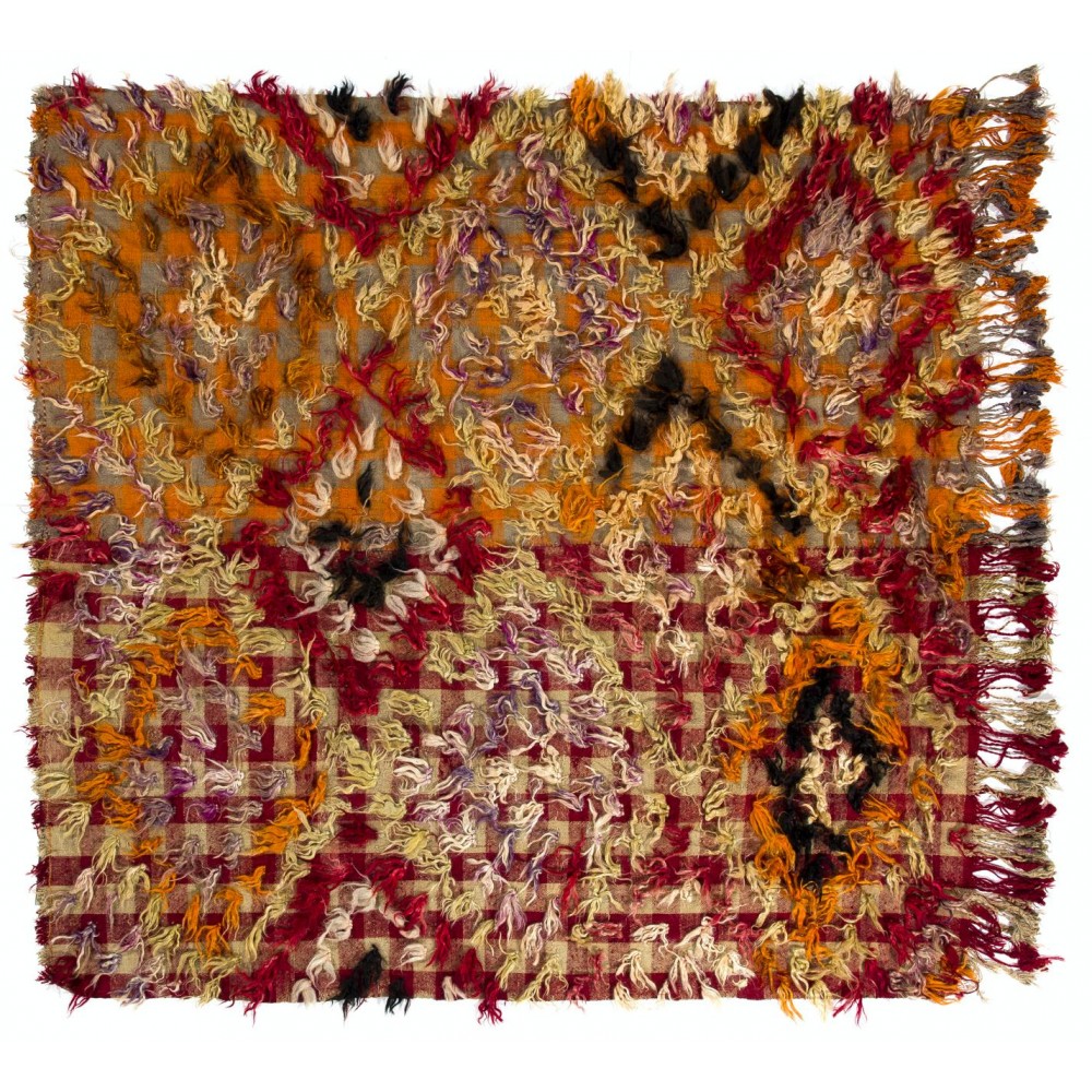 One-of-a-Kind Happy and Hippie Vintage Turkish Tulu Rug