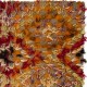 Colorful Vintage Hand-Knotted Turkish Tulu Rug with Checkered Design in Red, Orange and Beige Colorful Vintage Hand-Knotted Turkish Tulu Rug with Checkered Design in Red, Orange and Beige