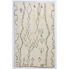 Beni Ourain Rug Made of Natural Ivory and Brown Wool. Authentic Moroccan Carpet, Custom Options Available