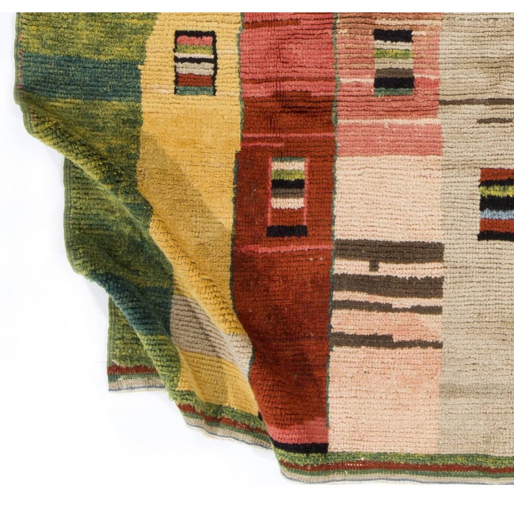 Colorful Modern Hand-Knotted Turkish Rug, 100% Soft Wool