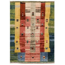 Colorful Modern Hand-Knotted Turkish Rug, 100% Soft Wool