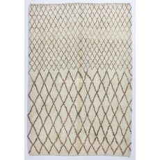Hand-Knotted Moroccan Berber Rug, 100% Soft Natural Wool. Cream and Brown Colors, Custom Options Available