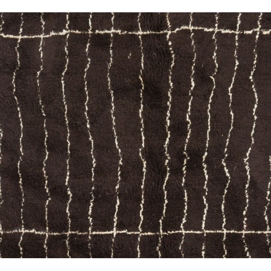 Contemporary Moroccan Rug Made of Natural Black Wool