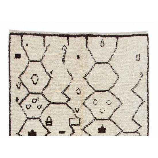 Mid-Century Design Moroccan Rug Made of Natural Undyed Wool