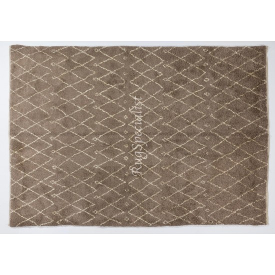 Contemporary Moroccan Rug in Natural Latte and Ivory Colors