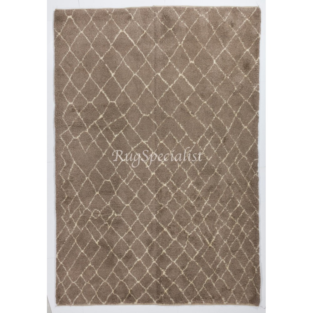 Contemporary Moroccan Rug Made of Natural Mocha Brown Wool