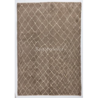 Contemporary Moroccan Rug Made of Natural Mocha Brown Wool