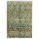 Modern Moroccan Berber Wool Rug, Handmade in Green, Blue, Brown