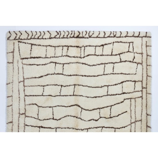 Contemporary Moroccan Rug Made of Natural Undyed Wool