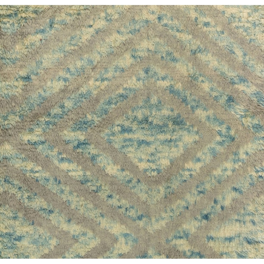 Light Blue & Gray Cream Color Modern Hand Knotted Rug, 100% Wool, Custom Options