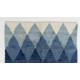 Contemporary Wool Rug with Interlocking Blue Diamonds