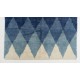 Contemporary Wool Rug with Interlocking Blue Diamonds