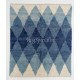 Contemporary Wool Rug with Interlocking Blue Diamonds