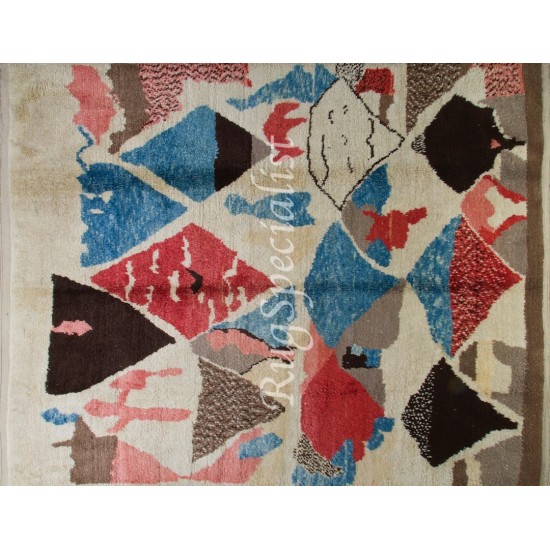 Moroccan Rug in Pastel Turquoise and Rust