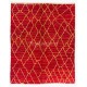 Contemporary Hand-Knotted Moroccan Berber Rug in Red and Yellow Colors, 100% Wool. Custom Options Available