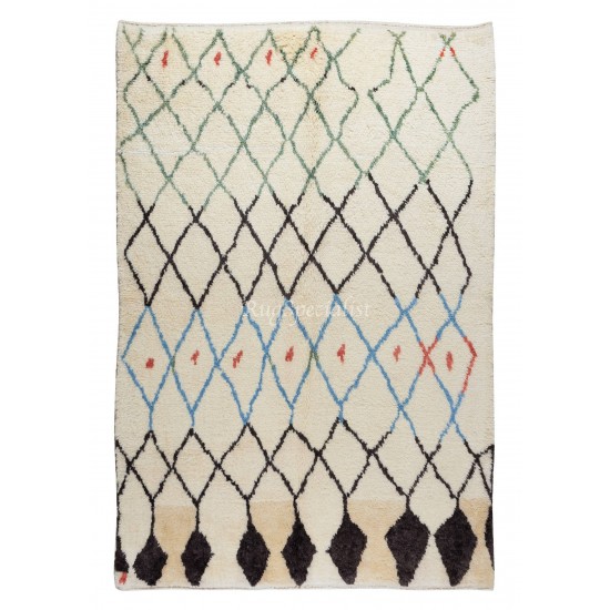 Custom Moroccan Berber Tulu Rug, 100% Soft, Cozy Wool, Hand-Knotted Shaggy Carpet