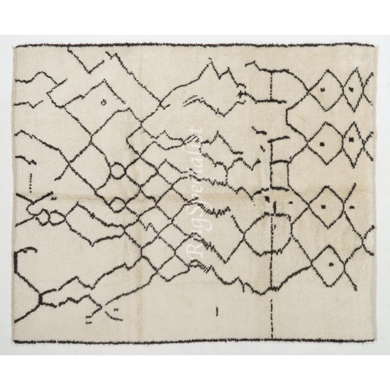 Contemporary Moroccan Rug, Hand Knotted, 100% Natural Undyed Wool Contemporary Moroccan Rug, Hand Knotted, 100% Natural Undyed Wool