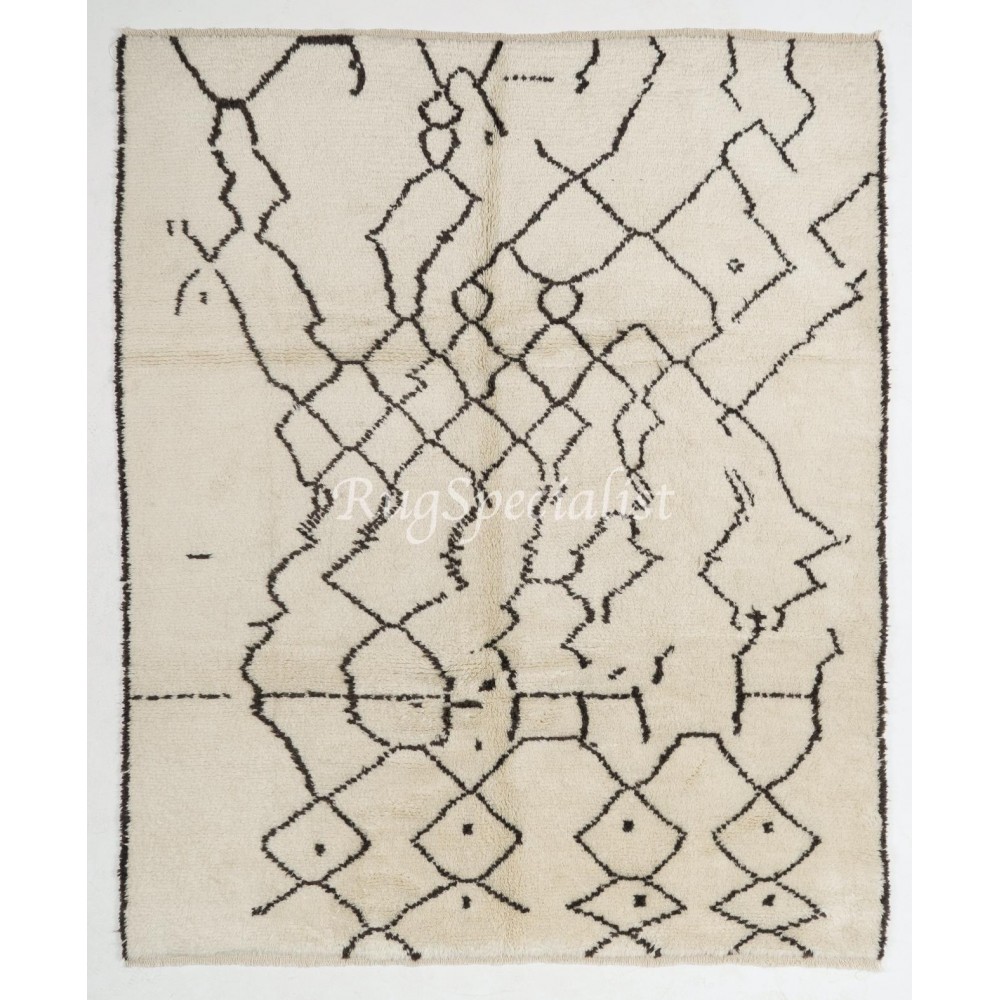 Contemporary Moroccan Rug, Hand Knotted, 100% Natural Undyed Wool