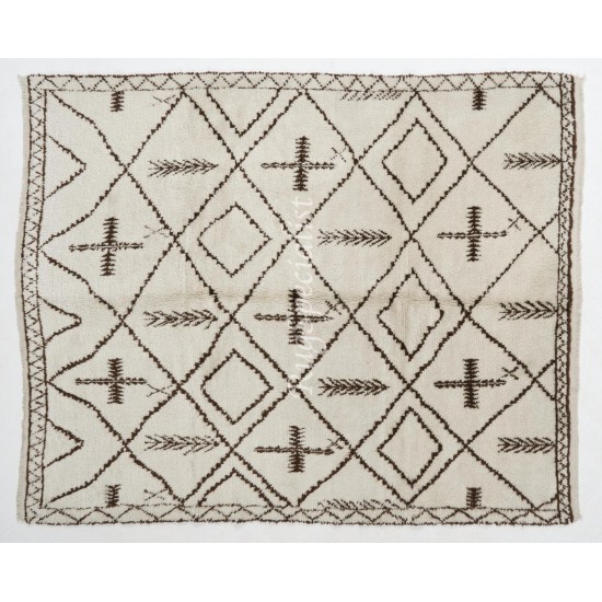 Handmade Boho Chic Moroccan Rug, 100% Natural Undyed Wool, Custom Options Available